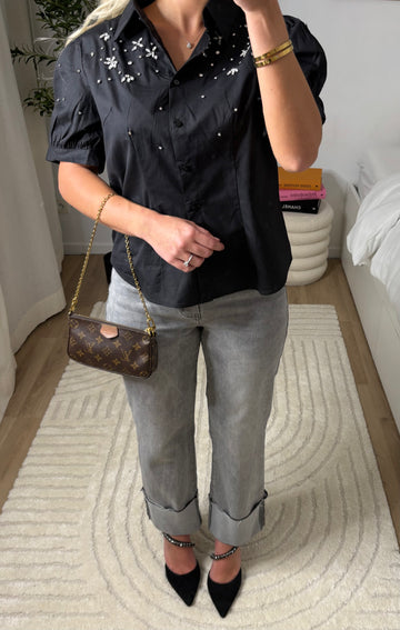 Chemise Noire Étoilée